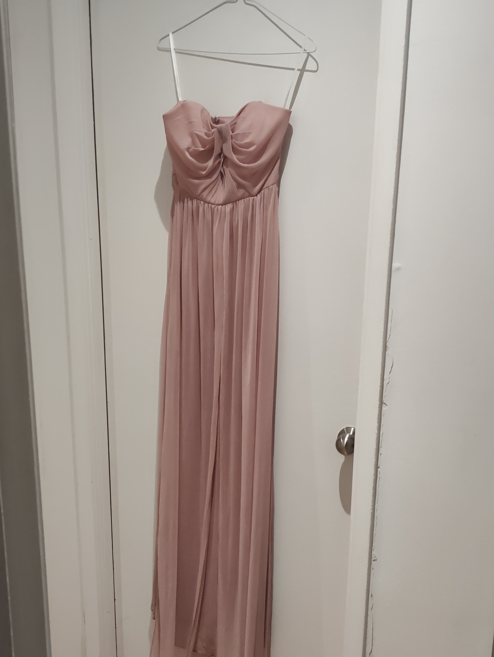 Eva Strapless Ruched Maxi Dress in Dusty Rose